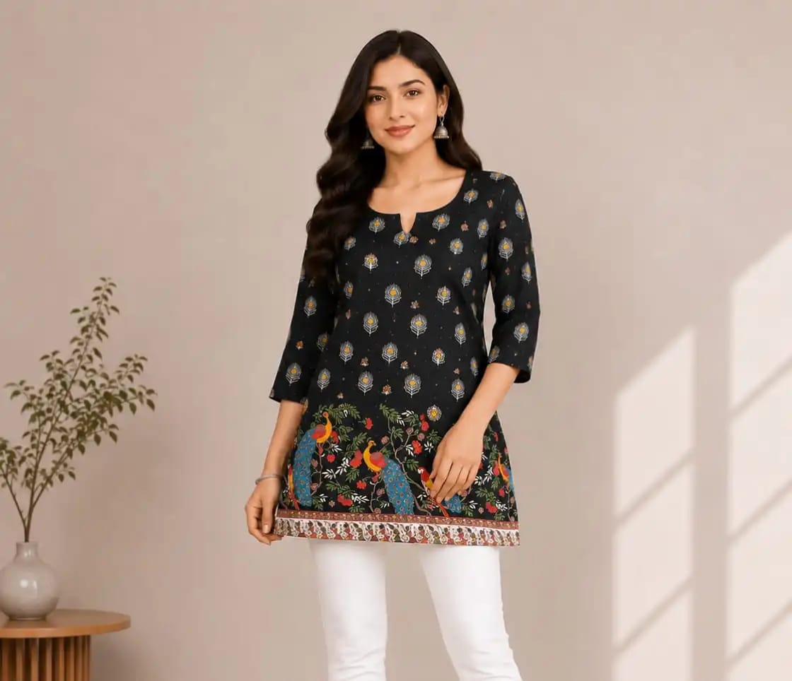 Royal Peacock Short Kurti