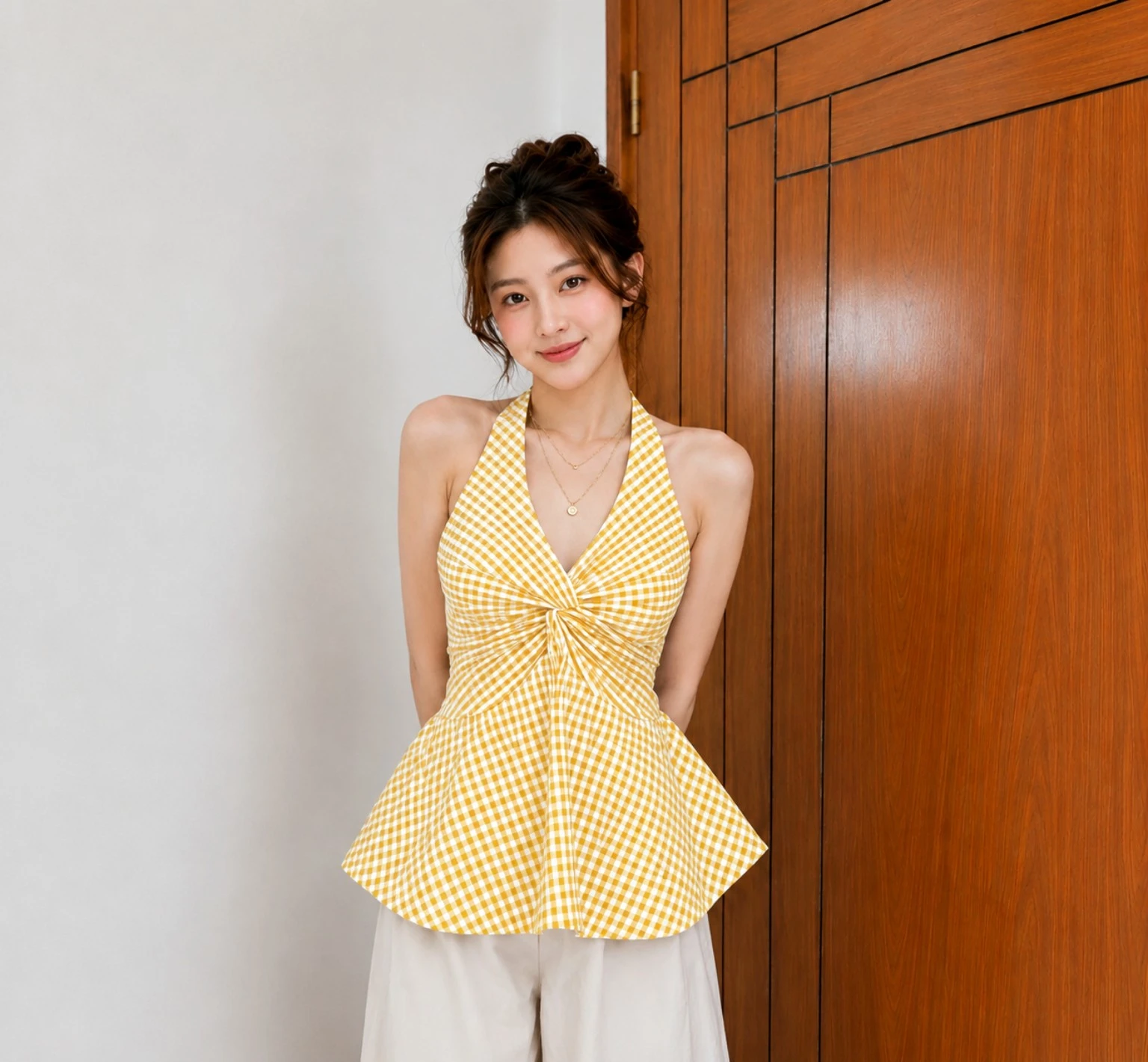 Neck Sleeveless Yellow Top