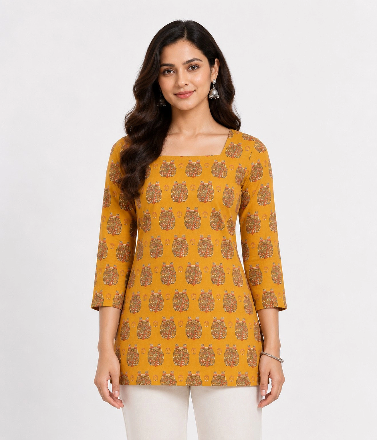 Mustard Yellow Short Kurti