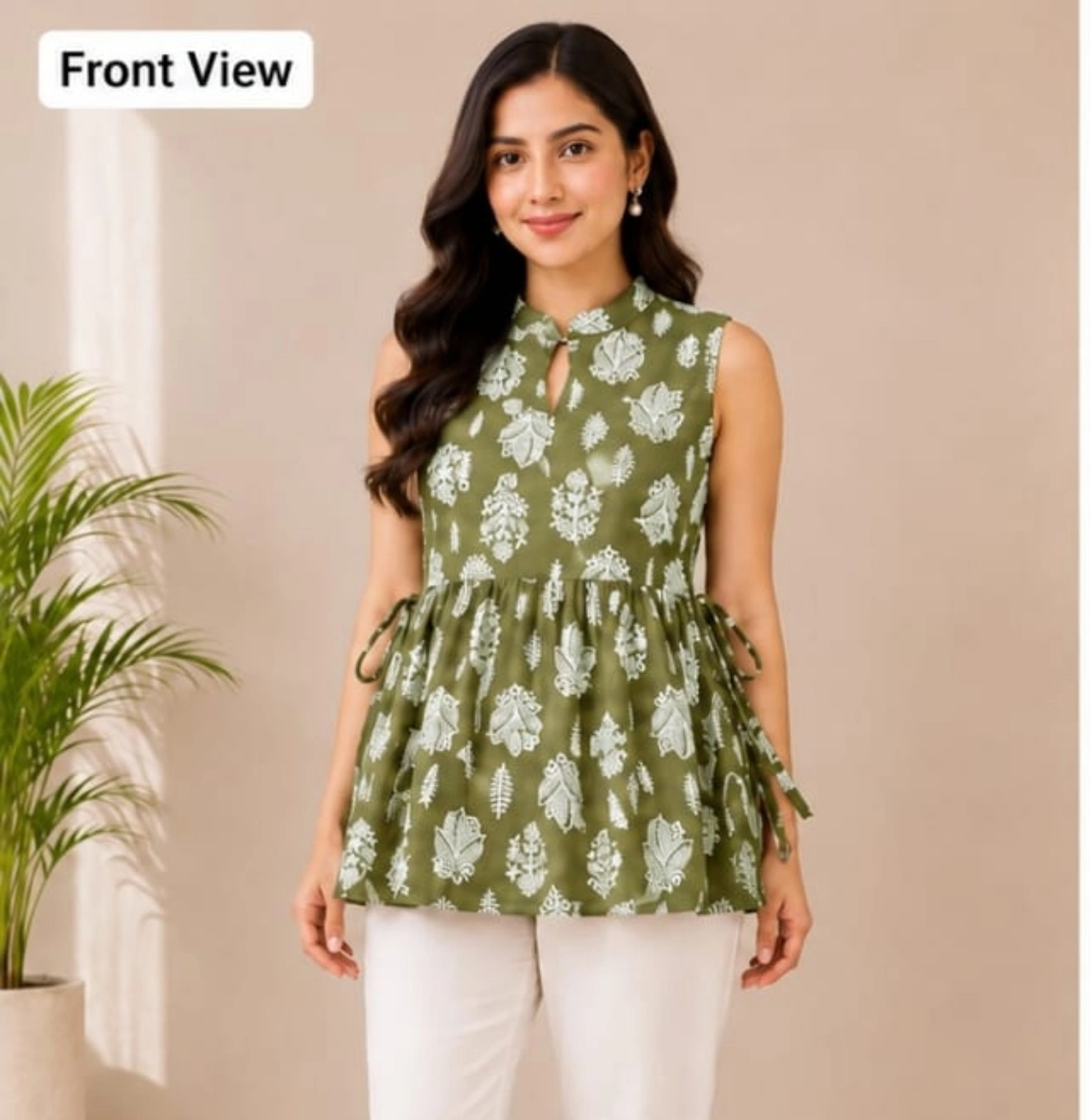 Olive Green Short Kurti