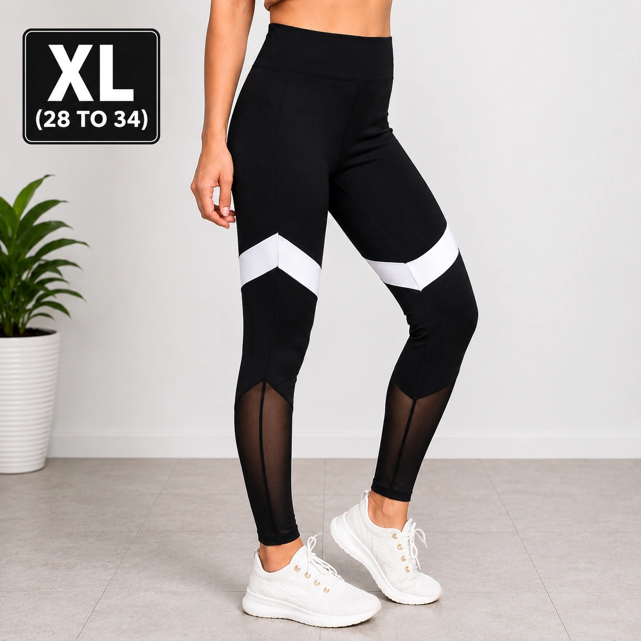 Chevron Mesh Active Yoga Pant(Black)